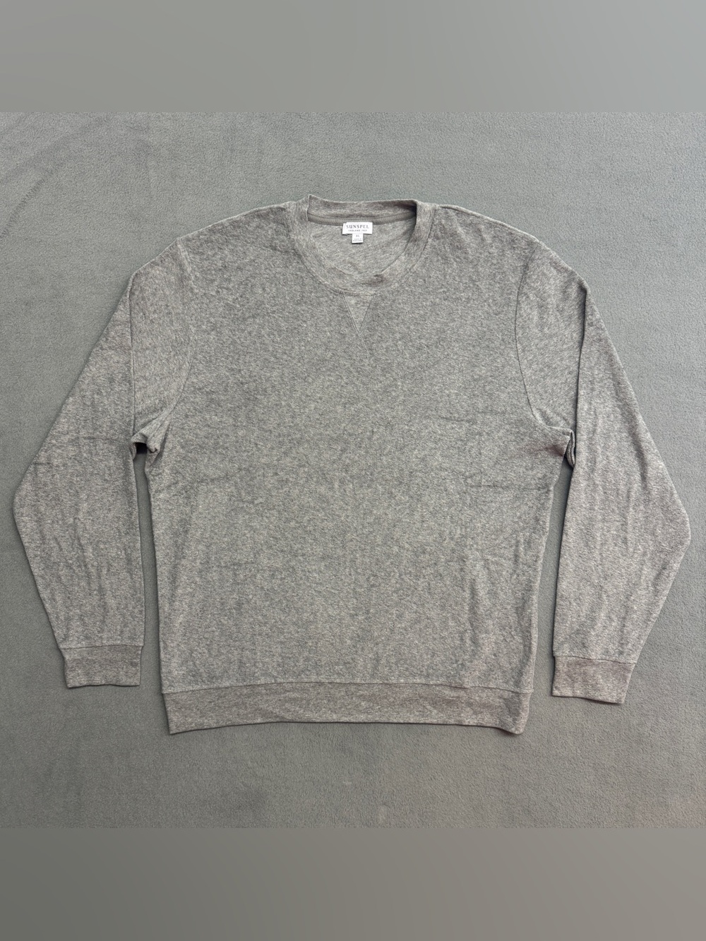 Sunspel Sweatshirt XL Men's Pullover Sweater Terry Cotton Long Sleeve Crew Gray